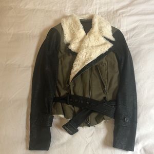 Walter baker shearling/leather/cargo bomber jacket